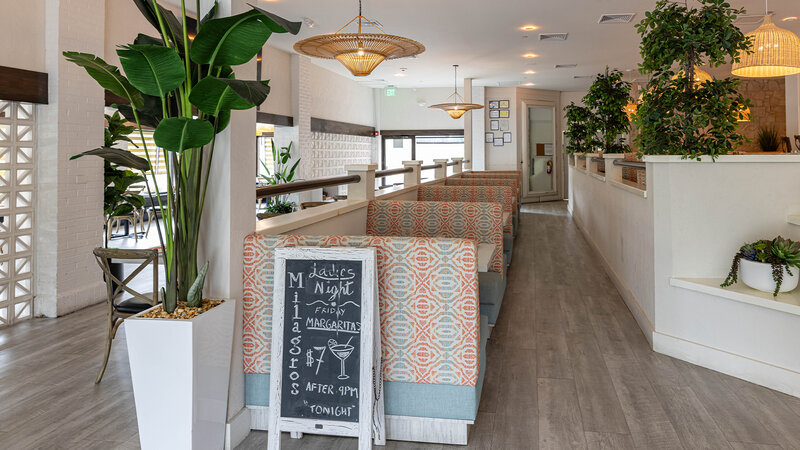 Booth seating in dining room